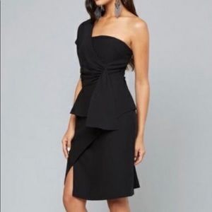 NWT Bebe Katelyn Asymm Crepe black dress 00